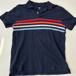 GAP Men's Polo Shirt with Red and Blue Stripes